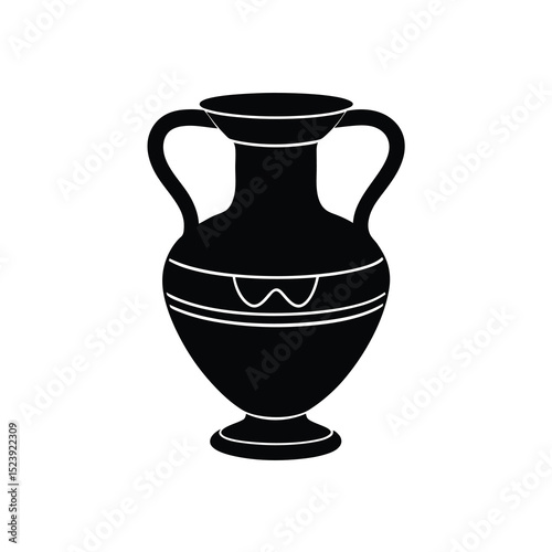 Greek Amphora Vector Silhouette Curved Silver