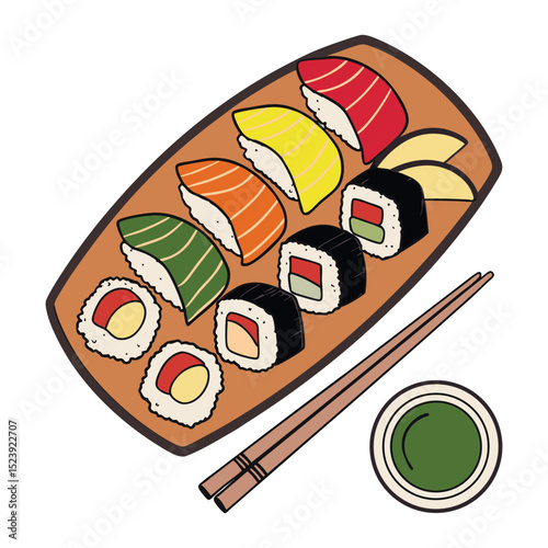 Sushi rolls with salmon, cheese, caviar