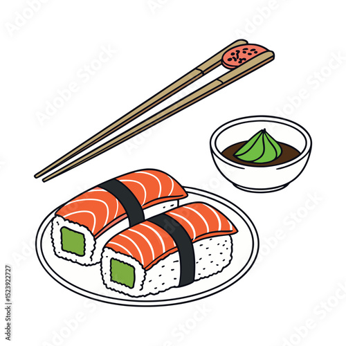 Sushi rolls with salmon, cheese, caviar