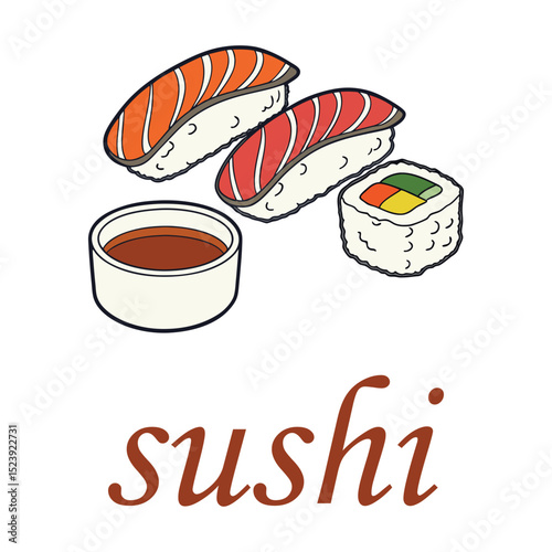 Sushi rolls with salmon, cheese, caviar