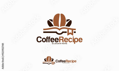 Coffee Recipe logo designs concept, Coffee Book Education logo template vector