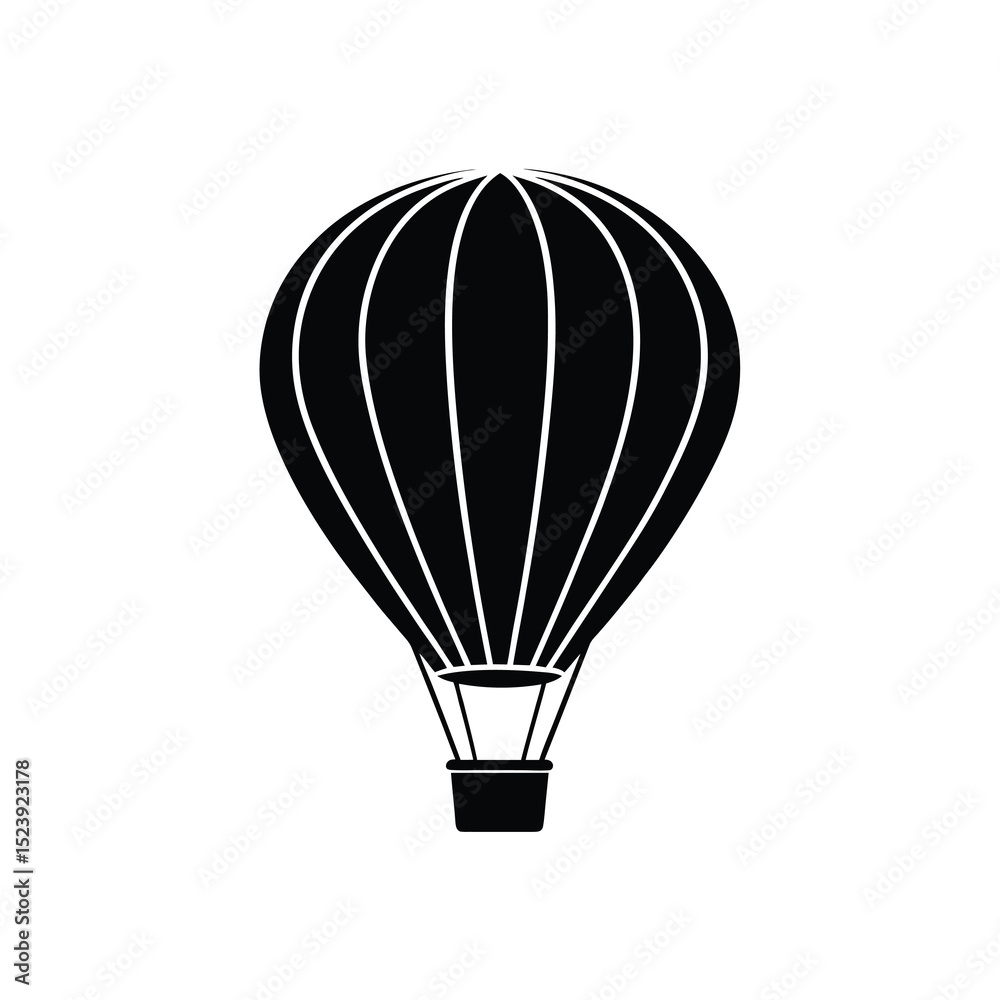 Fototapeta premium Hot Air Balloon Basket Vector Silhouette Coral