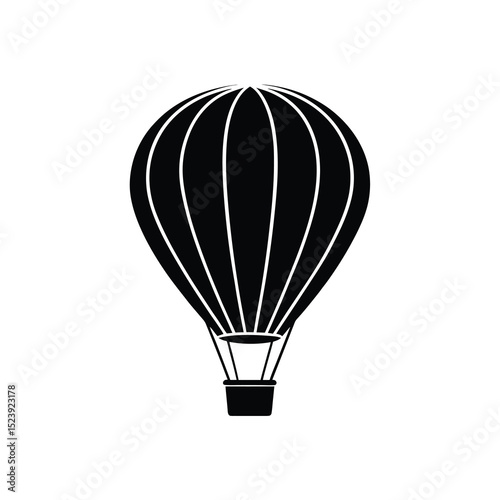 Hot Air Balloon Basket Vector Silhouette Coral