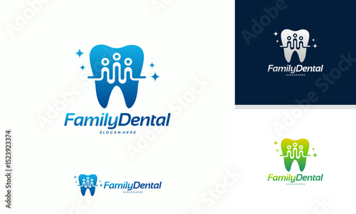 Family Dental logo template vector, Dental Group logo designs concept vector illustration