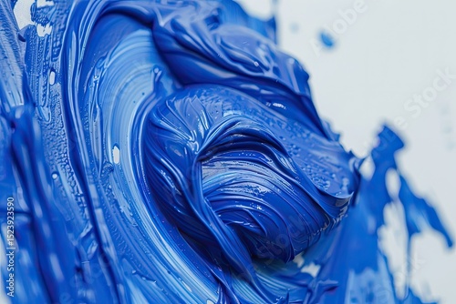 Detailed Visual  of Closeup of Blue Paint Over White Background