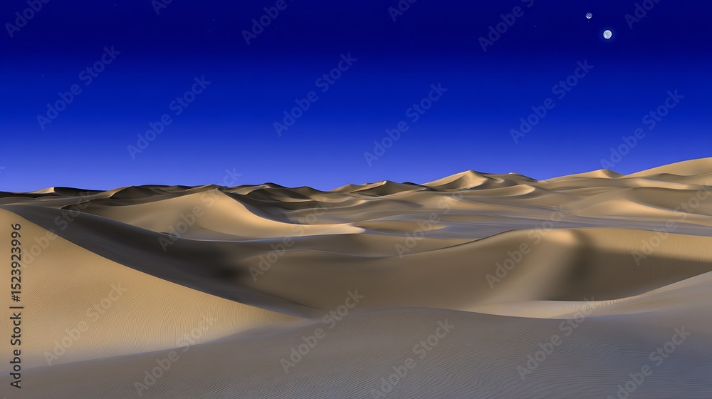 Naklejka premium Sand dunes under a dark blue sky