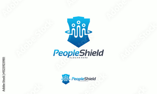 People Shield logo designs concept vector