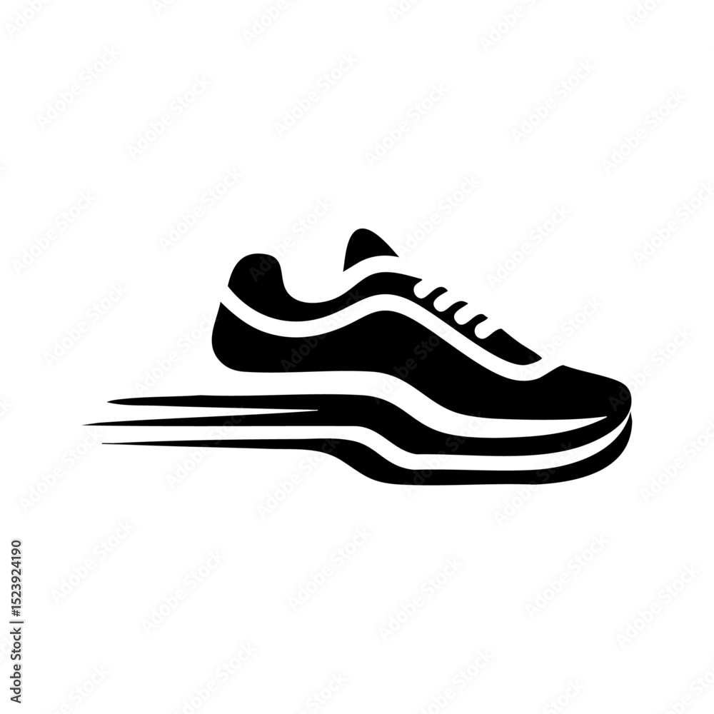 Stylized vector of a running shoe with motion trail for sports branding.
Stylized vector of a running shoe with motion trail for sports branding.