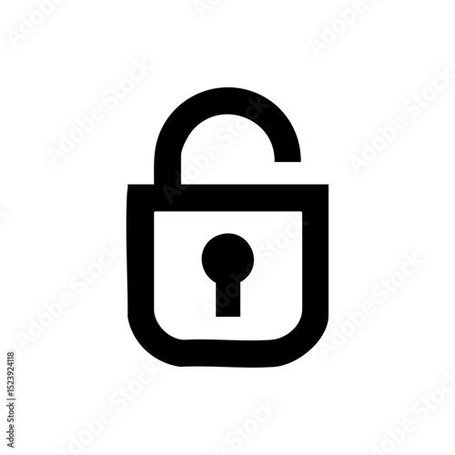 Minimalist icon of an open padlock representing access, unlocked status, or login success.

