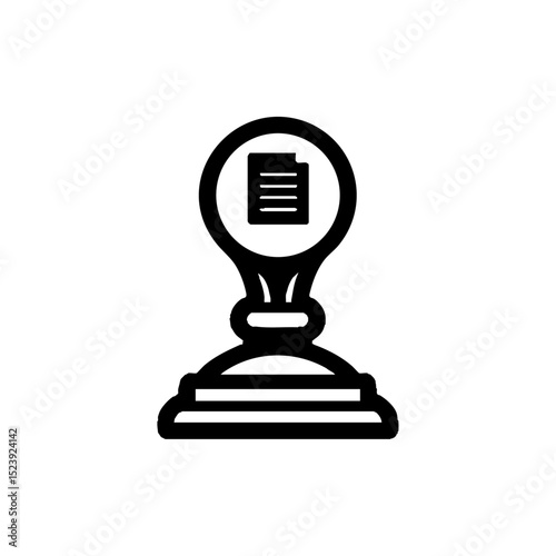 Vector icon of a notary stamp featuring a document symbol for legal or certification themes.

