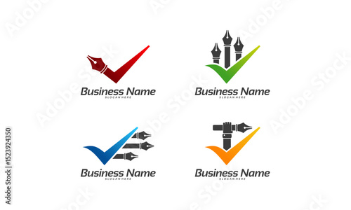 Set of Art Check logo designs concept vector, Pen logo template