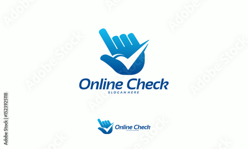 Online Check logo designs concept vector, Cursor Check logo template