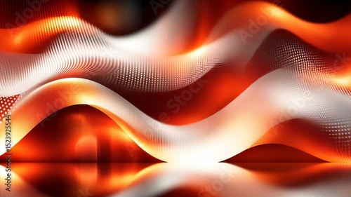 Abstract digital art depicting flowing, luminous, orange and white waves with a textured, striped, and dotted pattern, creating a dynamic, energetic, and slightly futuristic aesthetic
