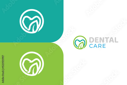Natural dental logo, dentist logo, dentistry logo template, dental clinic logo, leaf dental, tooth, teeth