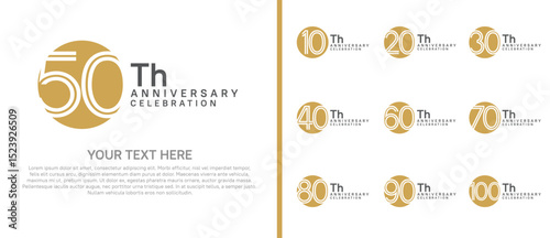 logo anniversary set. brown and black color with circle on white background for special event