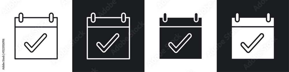 Check in calendar icon symbol collection on white background. Check in calendar icon symbol collection on white background.