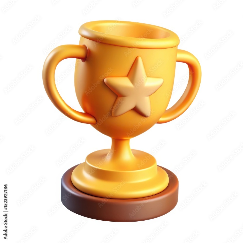 3d render of a cute golden trophy with star 3d render of a cute golden trophy with star