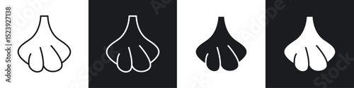 Garlic icon symbol collection on white background.