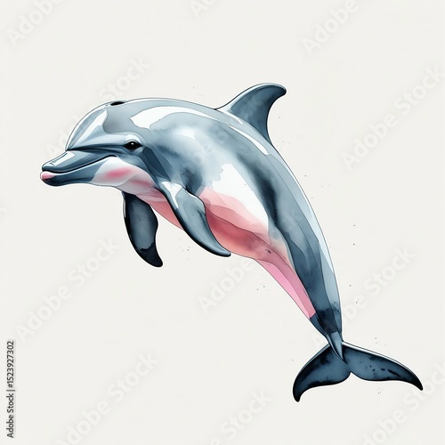Watercolor Dolphin Illustration, Marine Life, Ocean Animal, Sea Creature, Wildlife Art, Aquatic, Nature, Marine Biology, Blue, Underwater, Digital Art, Sea Animal