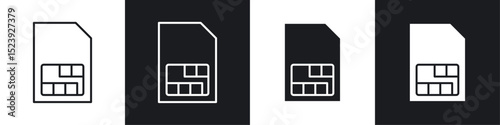 Sim card icon symbol collection on white background.