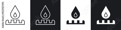 Fire burner icon symbol collection on white background.