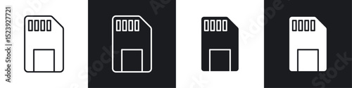 Sd card icon symbol collection on white background.