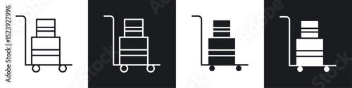 Dolly flatbed icon symbol collection on white background.