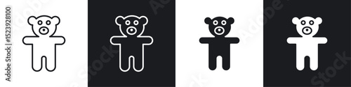 Teddy bear icon symbol collection on white background.