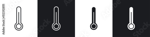 Temperature icons collection in black and white filled and line versions