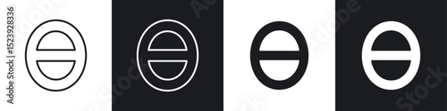 Theta icon symbol collection on white background.