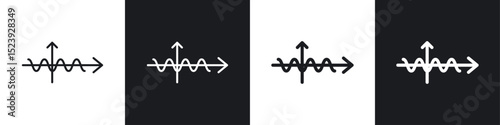 Wave sine icon symbol collection on white background.