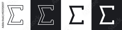 Sigma icon symbol collection on white background.
