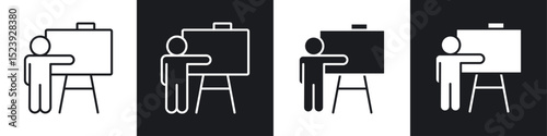 User chalkboard icon symbol collection on white background.