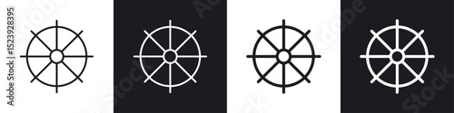 Dharmachakra icon symbol collection on white background.