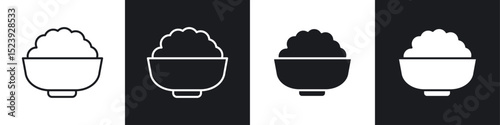 Bowl rice icon symbol collection on white background.