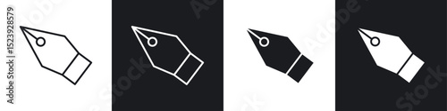 Pen nib icon symbol collection on white background.