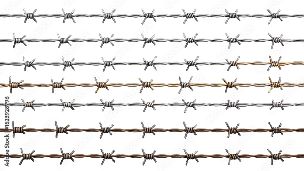 Naklejka premium various barbed wire isolated on transparent background