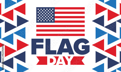 National Flag Day in United States. Holiday celebrated annual June 14 in USA. Patriotic style design with american flag. Poster, greeting card, banner and background. Vector illustration