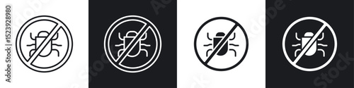 No Bug icon symbol collection on white background.