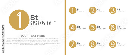 logo anniversary set. brown and black color with circle on white background for special event