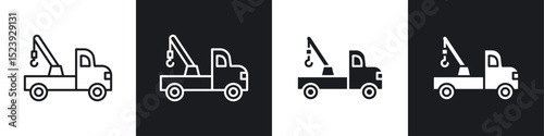 Tow truck icon symbol collection on white background.