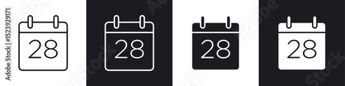 Calendar day icon symbol collection on white background.