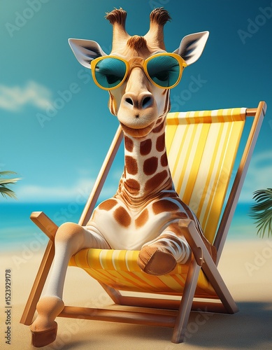 giraffe on the beach