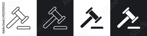Gavel icon symbol collection on white background.