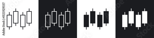 Chart candlestick icon symbol collection on white background.