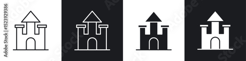 Castle icon symbol collection on white background.