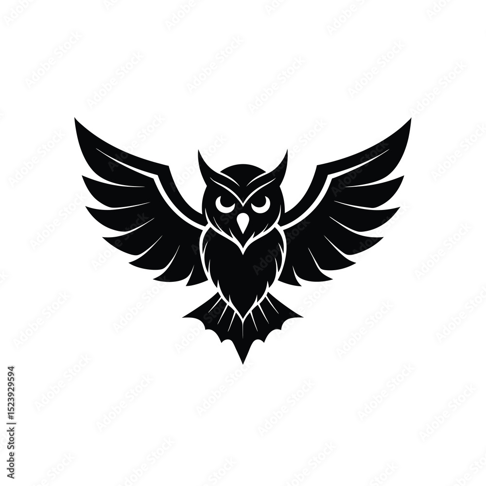 Obraz premium Owl Flight Vector Silhouette Gothic Wings