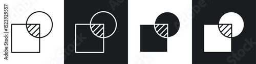 Object intersect icon symbol collection on white background.