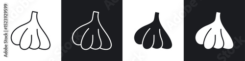 Garlic icon symbol collection on white background.