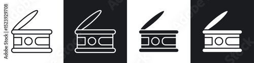 Canned food icon symbol collection on white background.